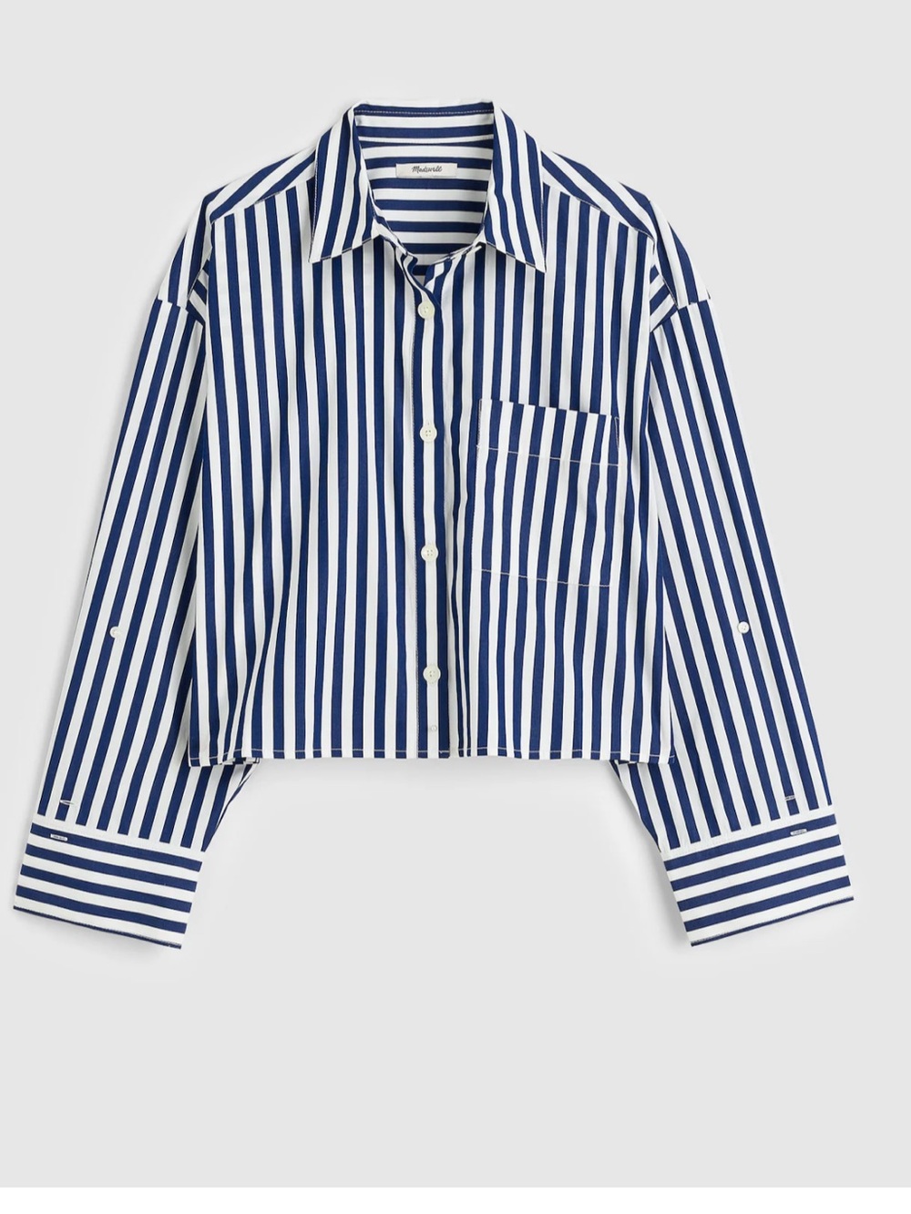 Madewell Marine Time Blue Straight Hem Line Button-Up Shirt Jacket NY666 X-Large
